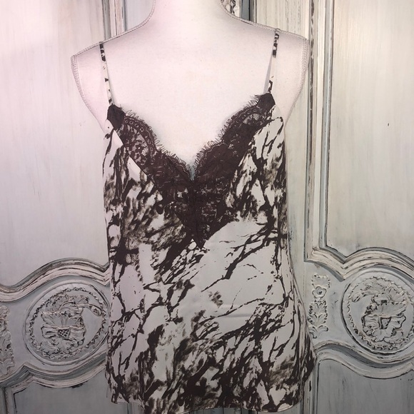 Melrose and Market Brown and White Marbled Spaghetti Strap Camisole Top Size S - Picture 1 of 12